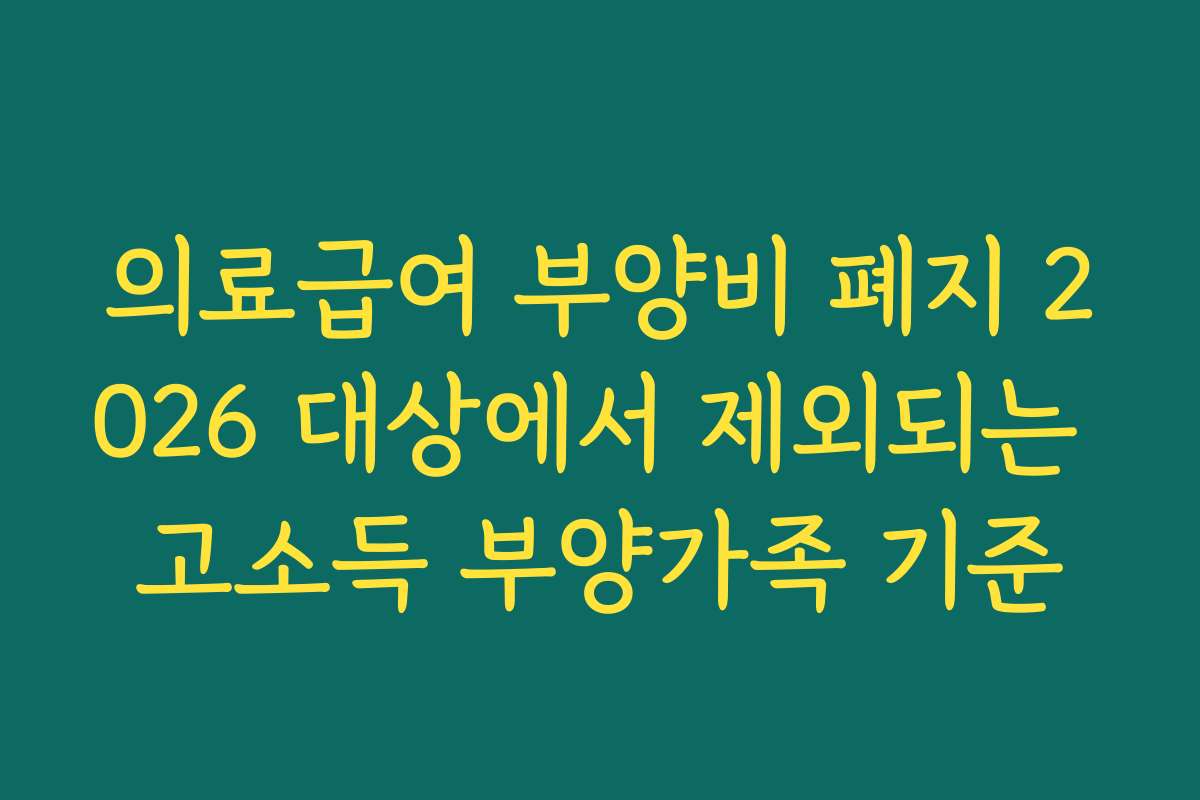 의료급여 부양비 폐지 2026 대상에서 제외되는 고소득 부양가족 기준