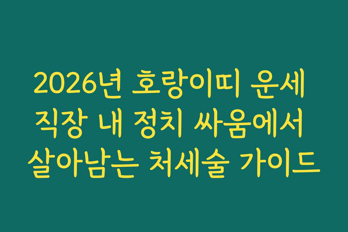 2026년 호랑이띠 운세 직장 내 정치 싸움에서 살아남는 처세술 가이드