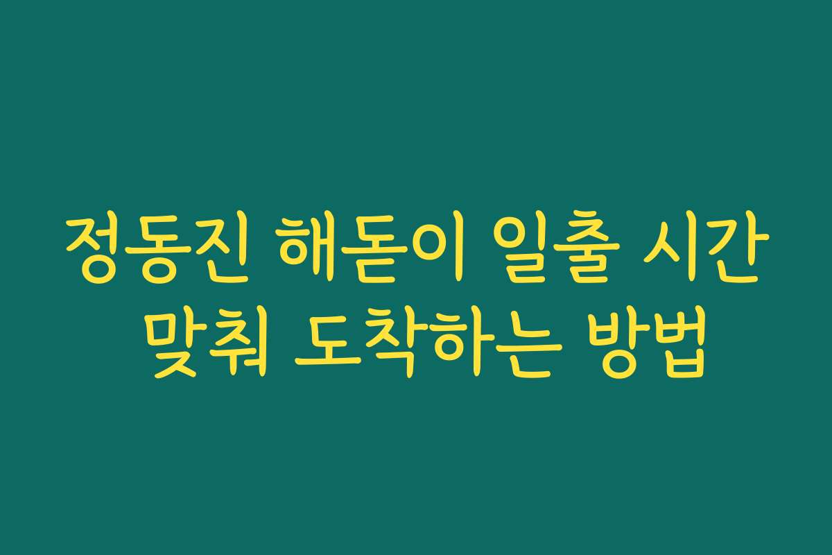 정동진 해돋이 일출 시간 맞춰 도착하는 방법