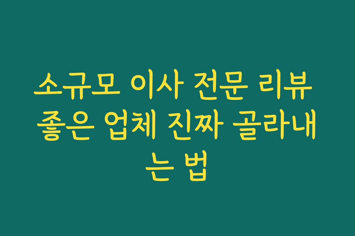 소규모 이사 전문 리뷰 좋은 업체 진짜 골라내는 법