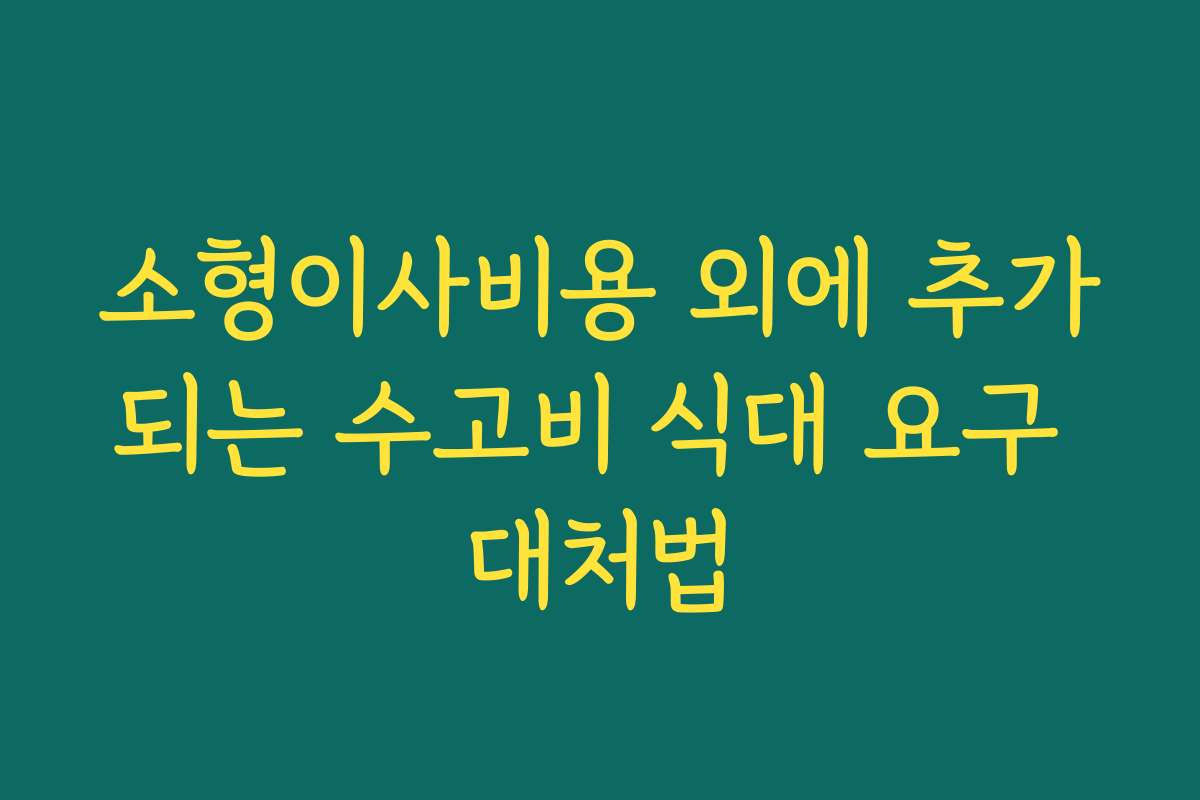 소형이사비용 외에 추가되는 수고비 식대 요구 대처법