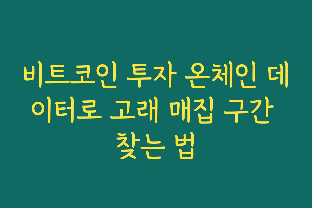 비트코인 투자 온체인 데이터로 고래 매집 구간 찾는 법