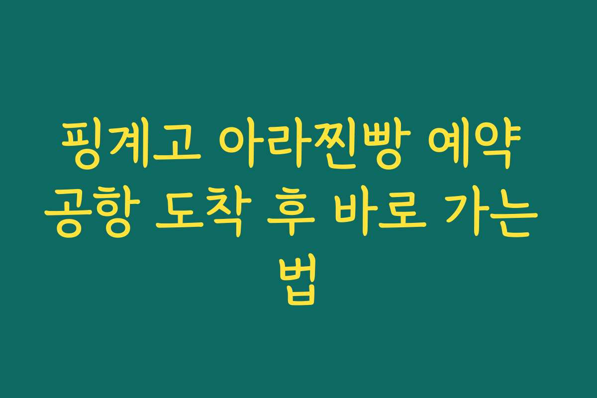 핑계고 아라찐빵 예약 공항 도착 후 바로 가는 법