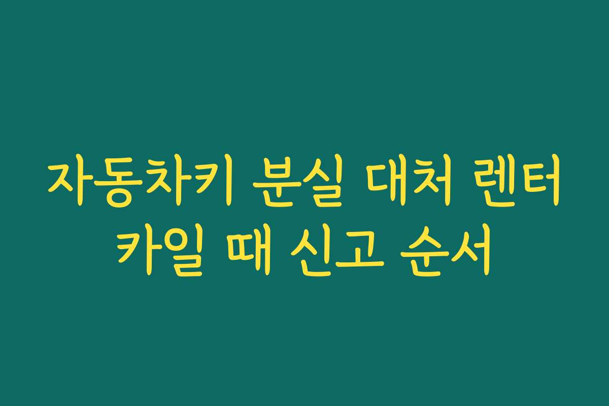 자동차키 분실 대처 렌터카일 때 신고 순서