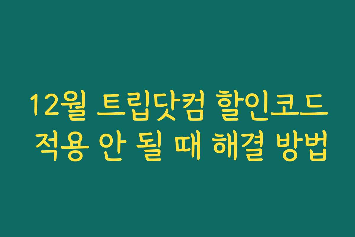 12월 트립닷컴 할인코드 적용 안 될 때 해결 방법