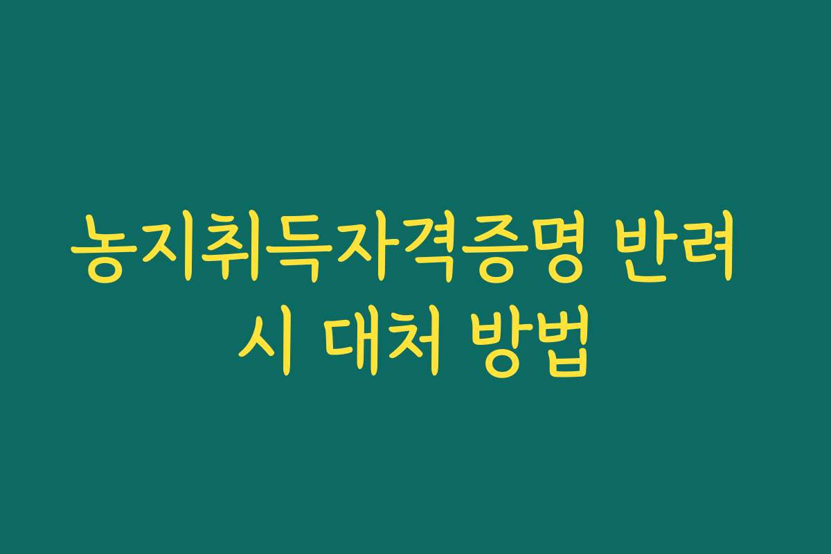농지취득자격증명 반려 시 대처 방법