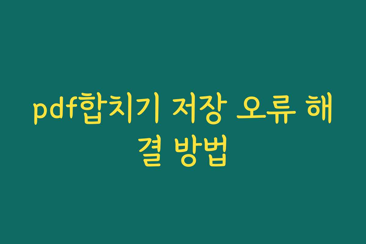 pdf합치기 저장 오류 해결 방법