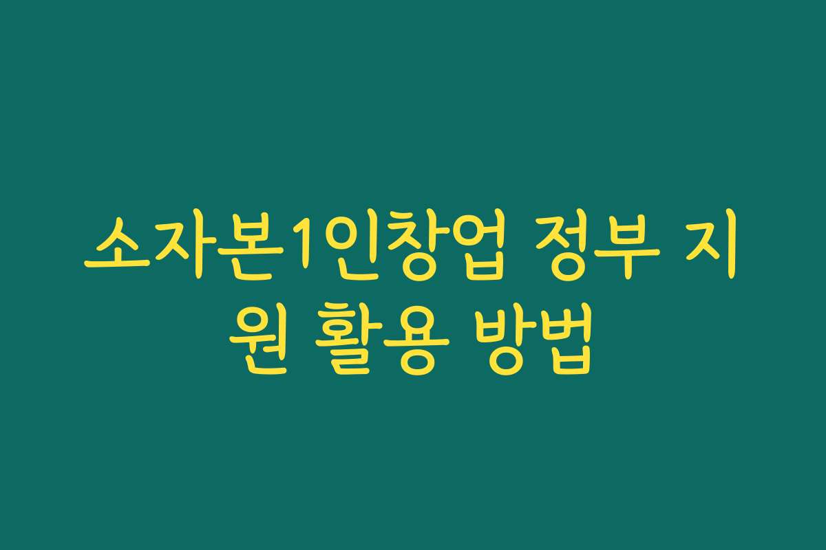 소자본1인창업 정부 지원 활용 방법