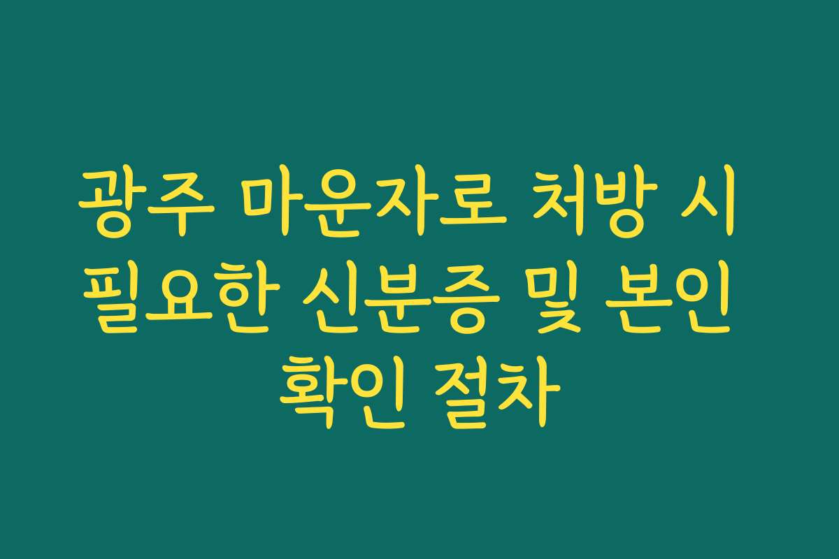 광주 마운자로 처방 시 필요한 신분증 및 본인 확인 절차