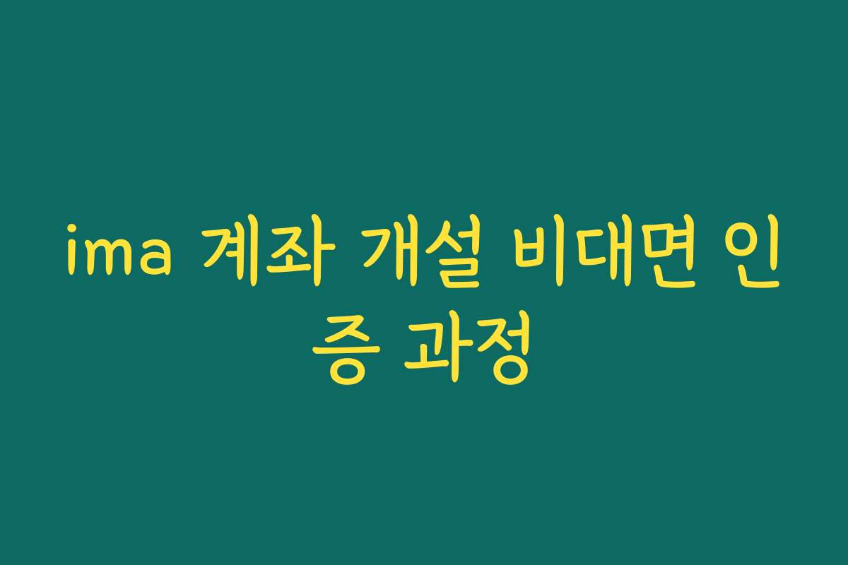 ima 계좌 개설 비대면 인증 과정
