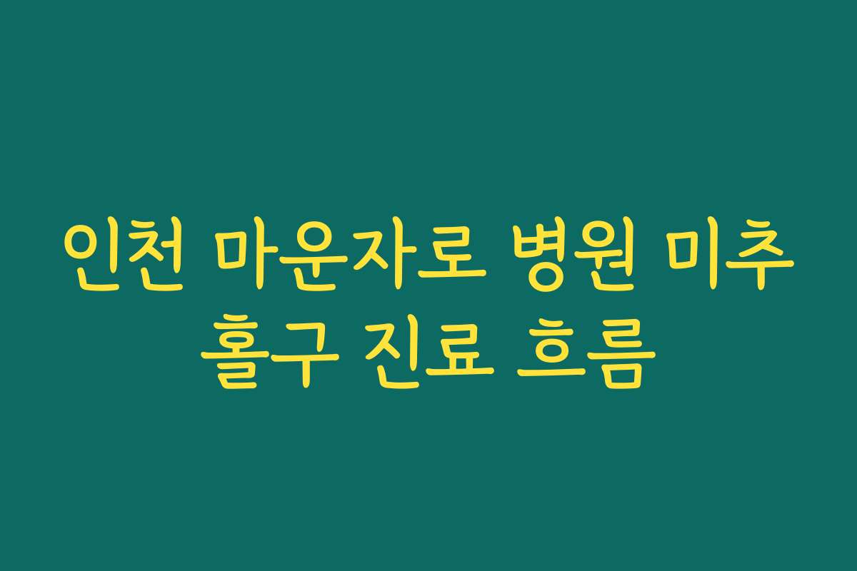 인천 마운자로 병원 미추홀구 진료 흐름