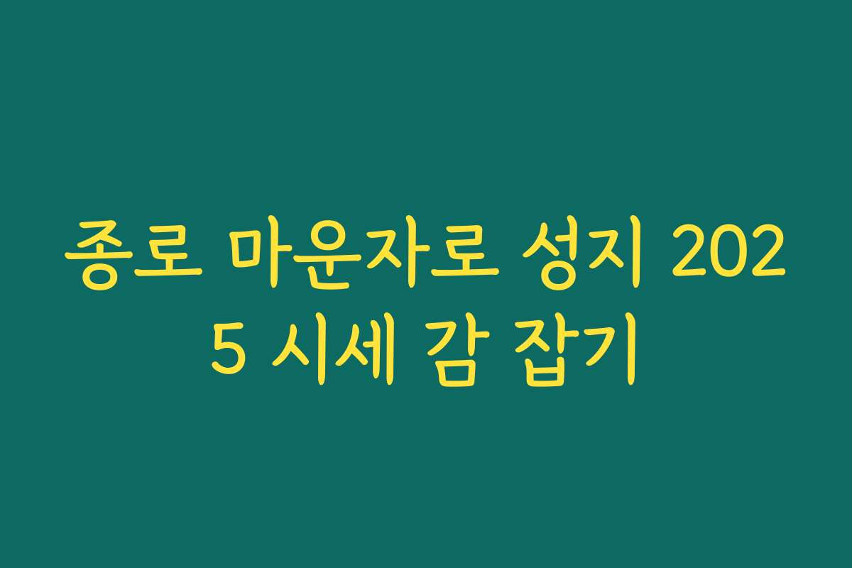 종로 마운자로 성지 2025 시세 감 잡기