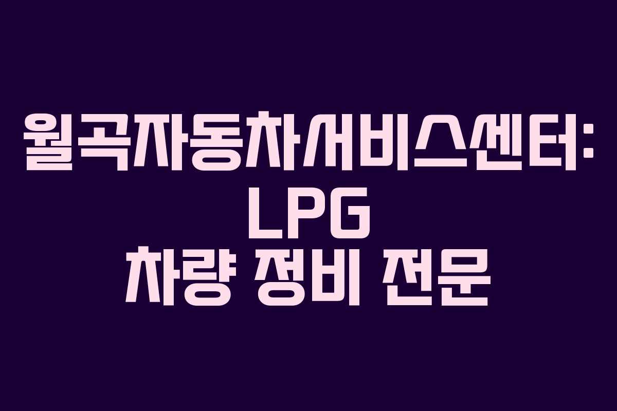 월곡자동차서비스센터: LPG 차량 정비 전문 월곡자동차서비스센터: LPG 차량 정비 전문
