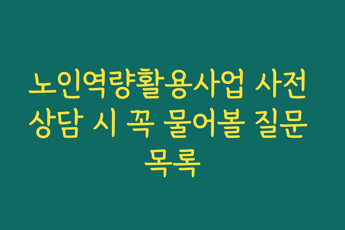노인역량활용사업 사전 상담 시 꼭 물어볼 질문 목록