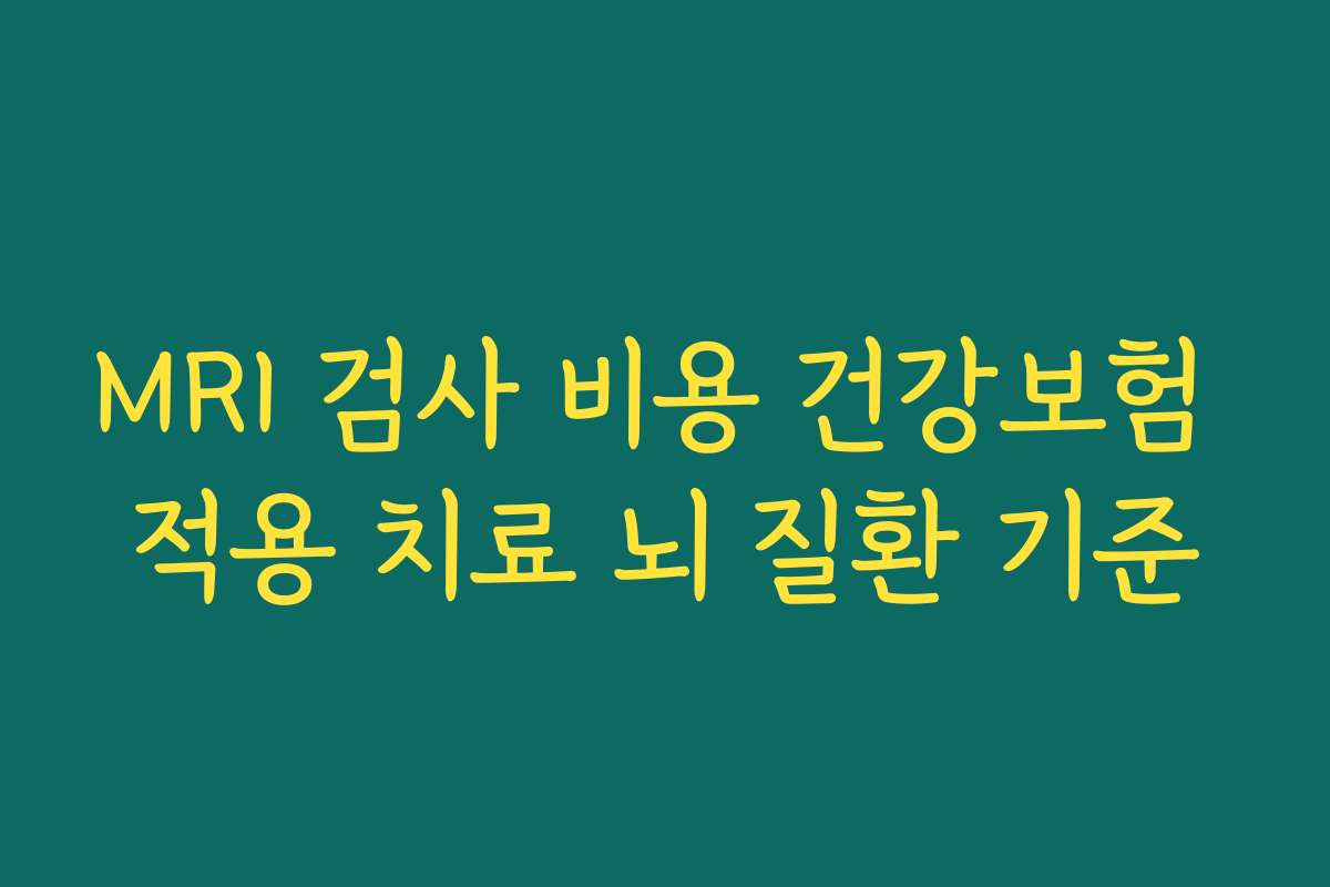 MRI 검사 비용 건강보험 적용 치료 뇌 질환 기준 MRI 검사 비용 건강보험 적용 치료 뇌 질환 기준