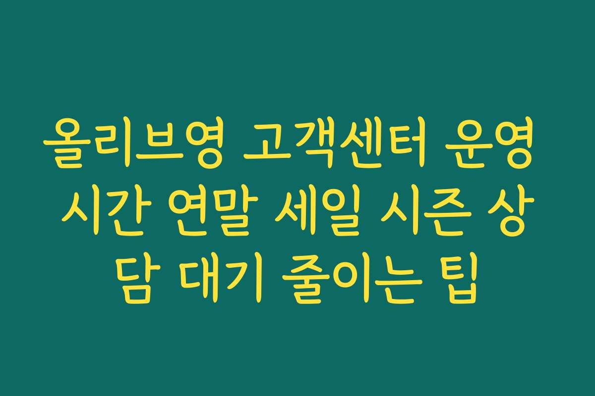 올리브영 고객센터 운영 시간 연말 세일 시즌 상담 대기 줄이는 팁