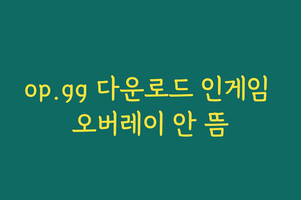 op.gg 다운로드 인게임 오버레이 안 뜸