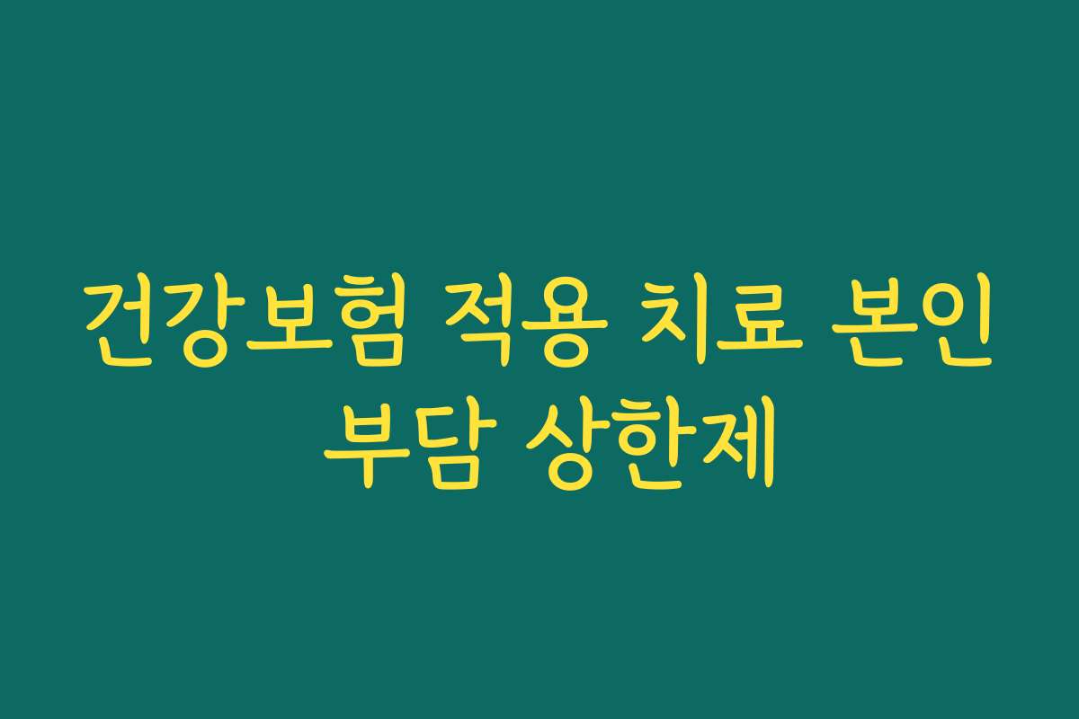 건강보험 적용 치료 본인 부담 상한제