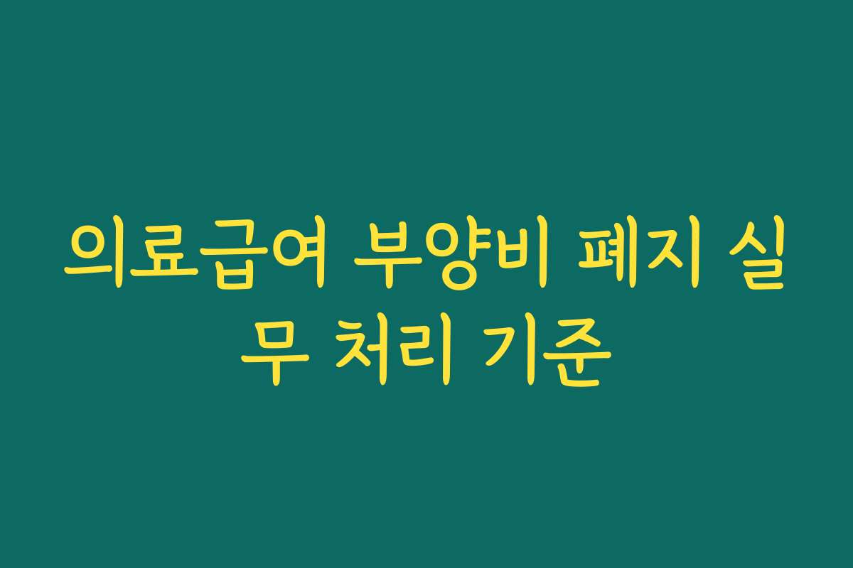 의료급여 부양비 폐지 실무 처리 기준