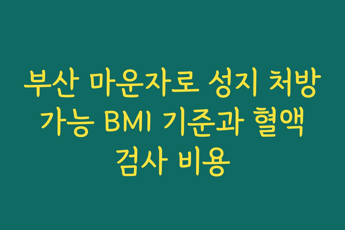 부산 마운자로 성지 처방 가능 BMI 기준과 혈액 검사 비용