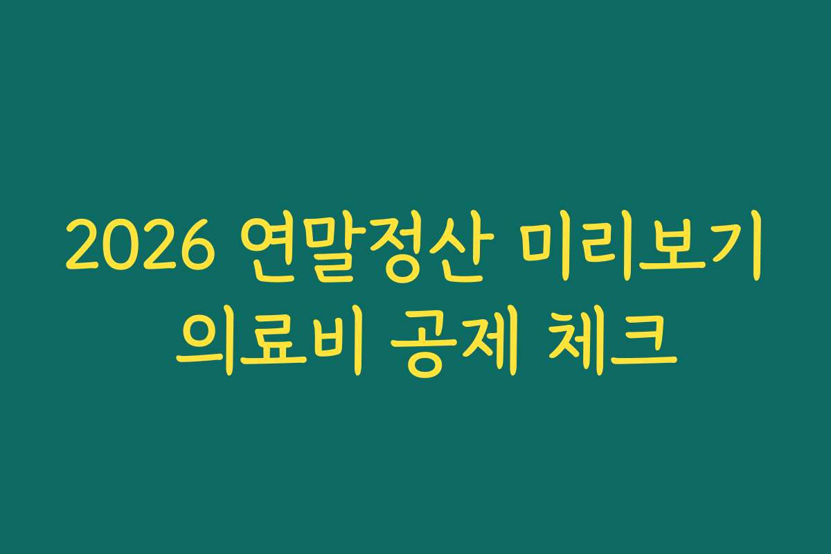 2026 연말정산 미리보기 의료비 공제 체크