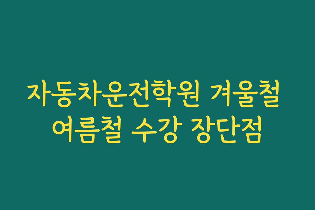 자동차운전학원 겨울철 여름철 수강 장단점