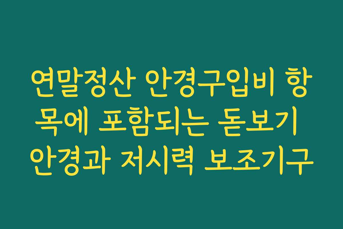 연말정산 안경구입비 항목에 포함되는 돋보기 안경과 저시력 보조기구
