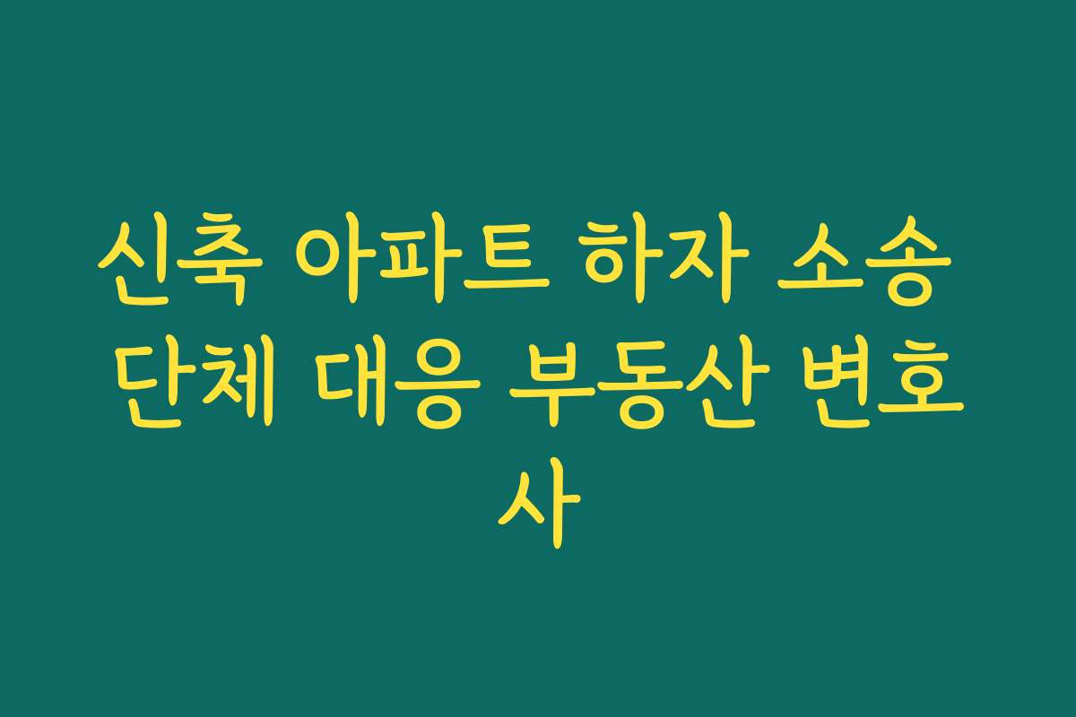 신축 아파트 하자 소송 단체 대응 부동산 변호사