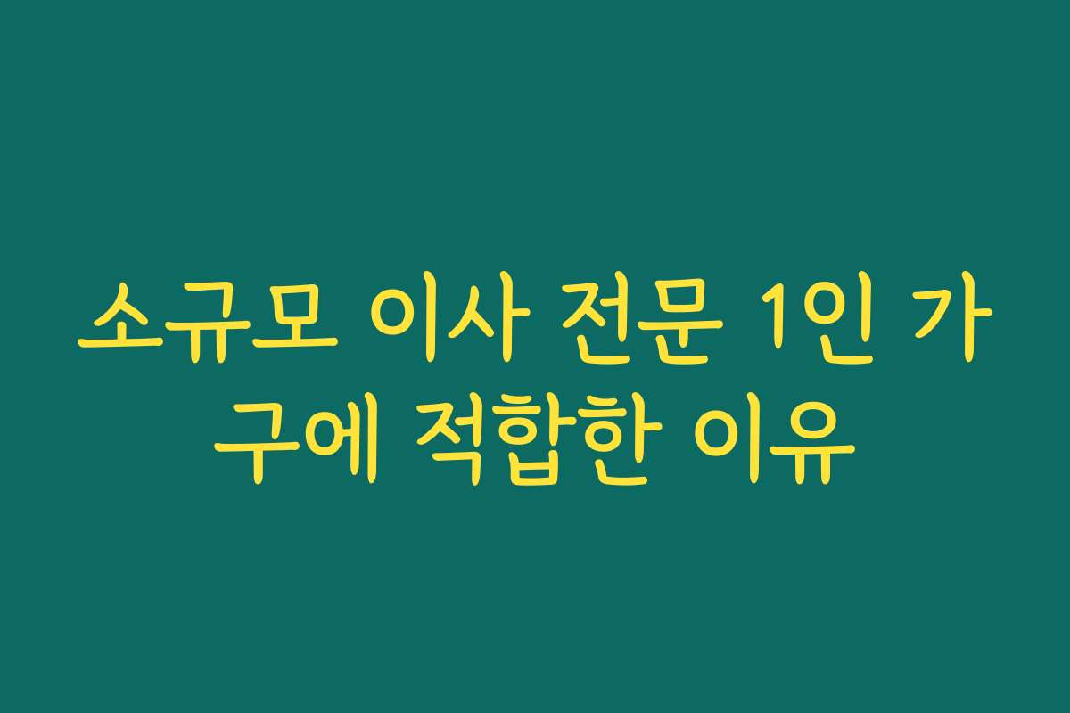 소규모 이사 전문 1인 가구에 적합한 이유
