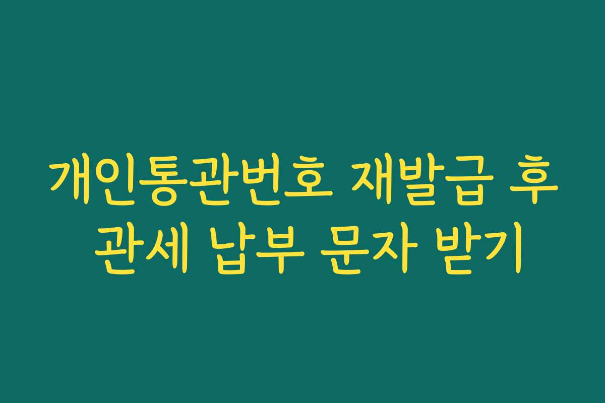 개인통관번호 재발급 후 관세 납부 문자 받기