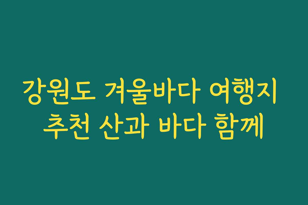 강원도 겨울바다 여행지 추천 산과 바다 함께