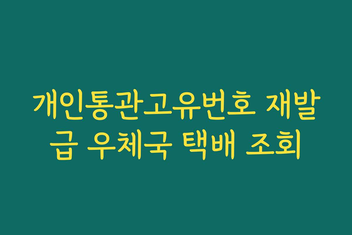 개인통관고유번호 재발급 우체국 택배 조회
