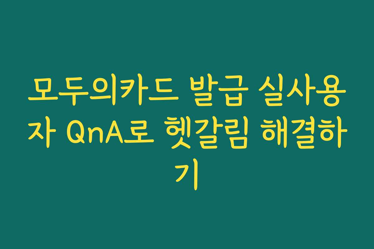 모두의카드 발급 실사용자 QnA로 헷갈림 해결하기