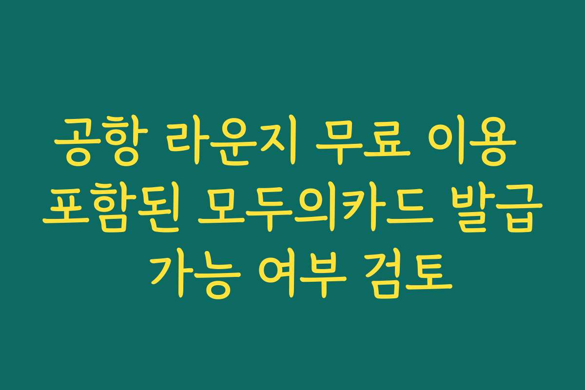 공항 라운지 무료 이용 포함된 모두의카드 발급 가능 여부 검토