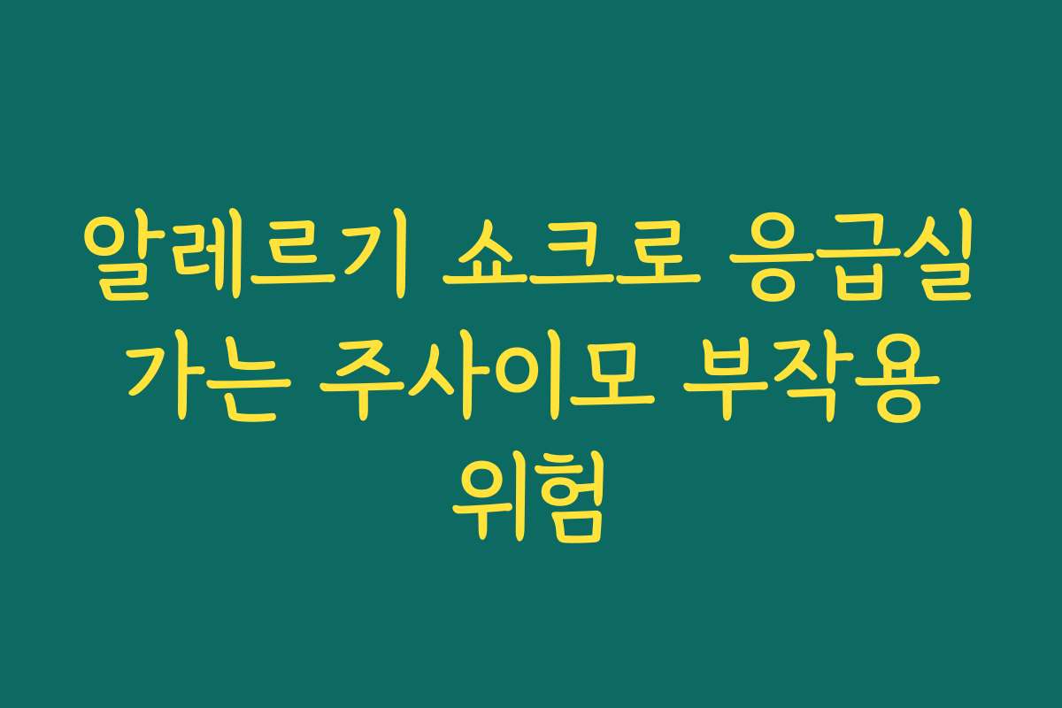 알레르기 쇼크로 응급실 가는 주사이모 부작용 위험