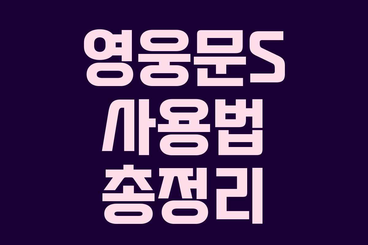 영웅문S 사용법 총정리