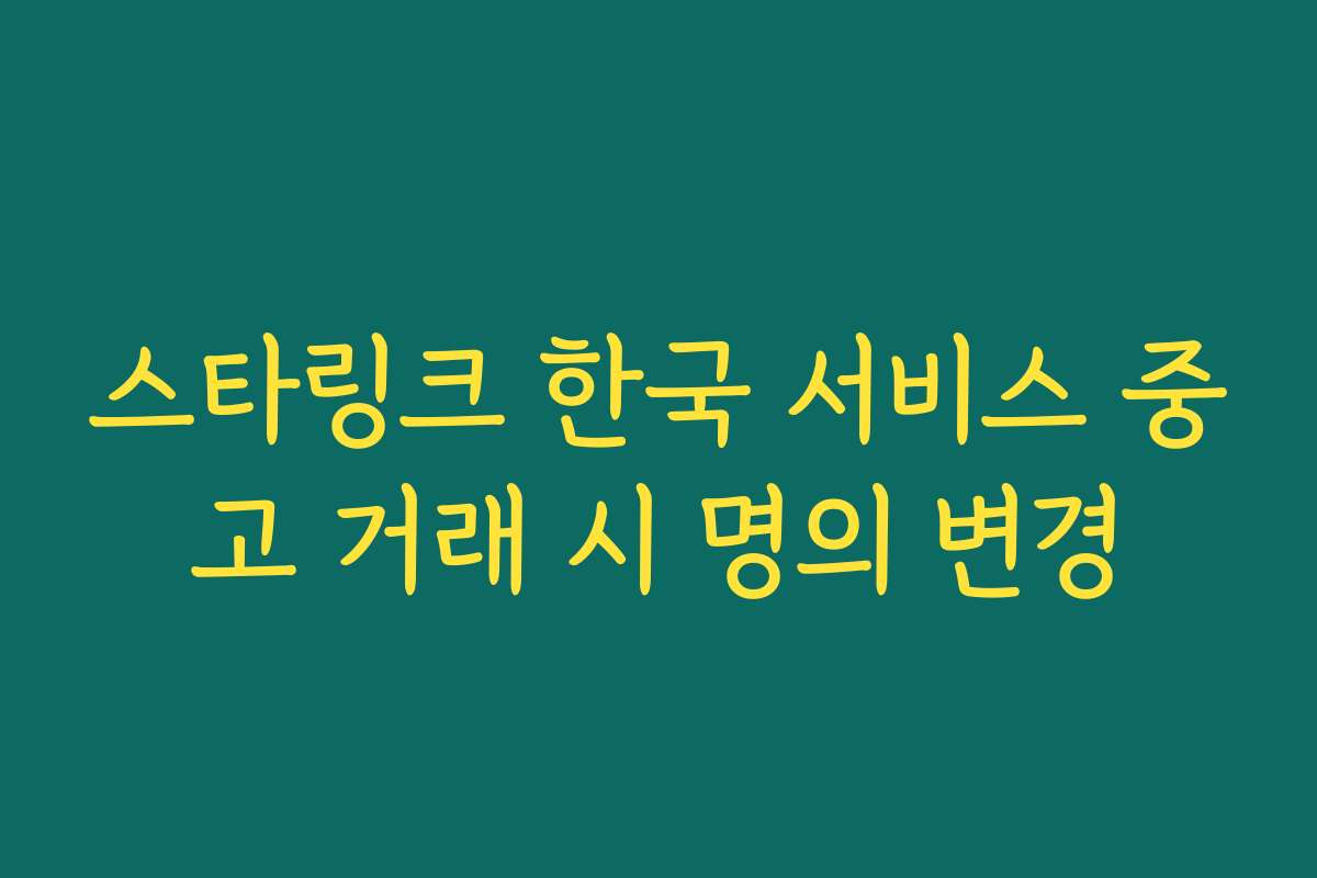 스타링크 한국 서비스 중고 거래 시 명의 변경