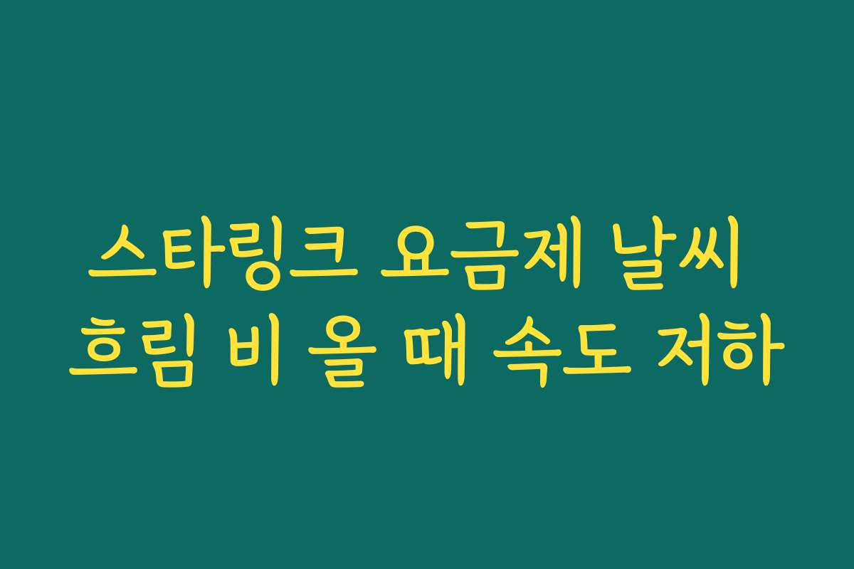 스타링크 요금제 날씨 흐림 비 올 때 속도 저하