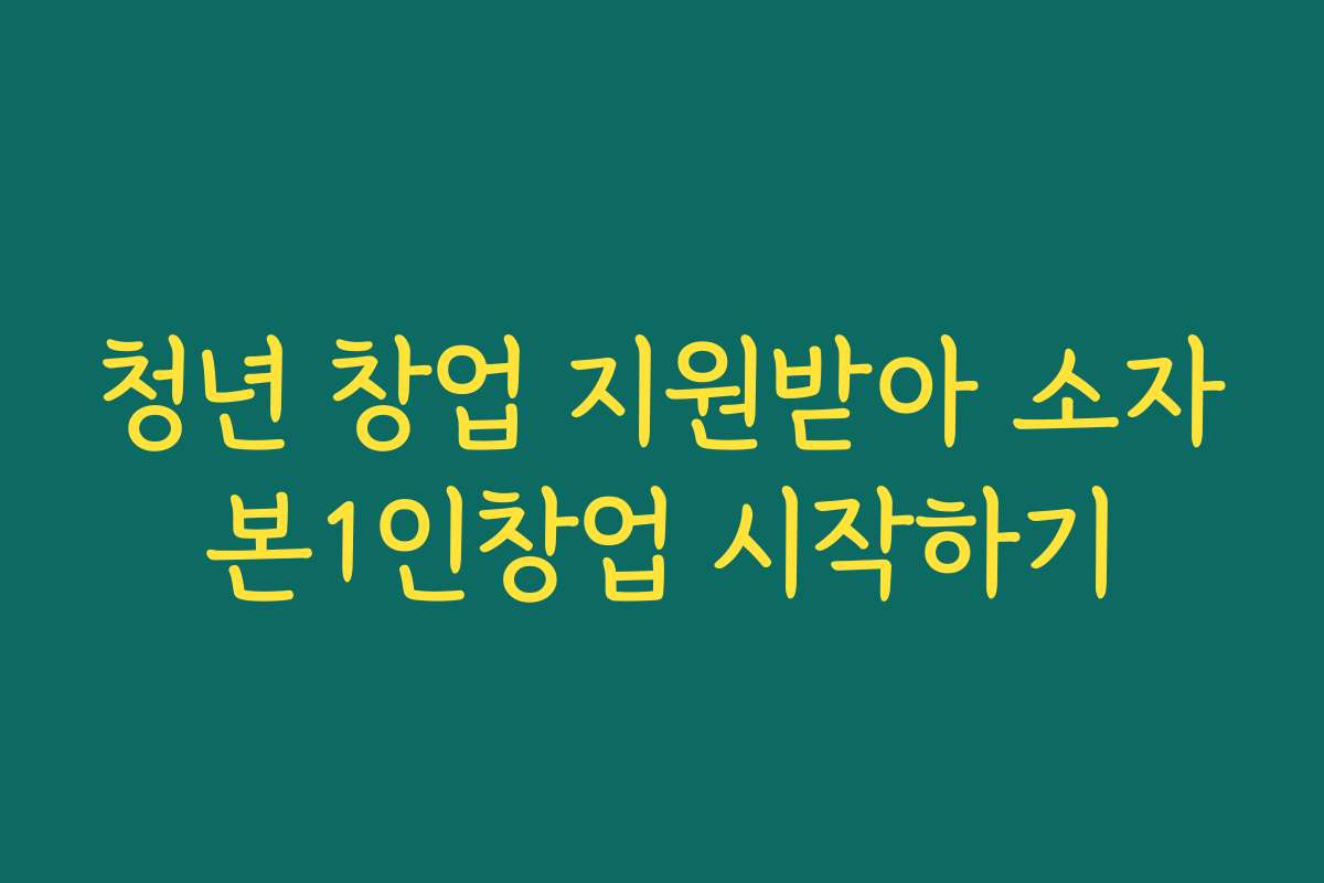 청년 창업 지원받아 소자본1인창업 시작하기