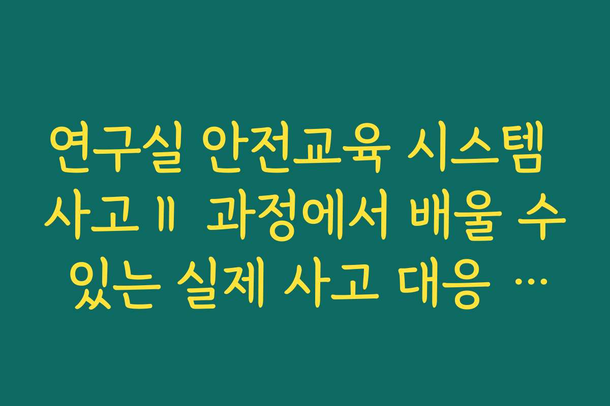 연구실 안전교육 시스템 사고Ⅱ 과정에서 배울 수 있는 실제 사고 대응 절차 정리