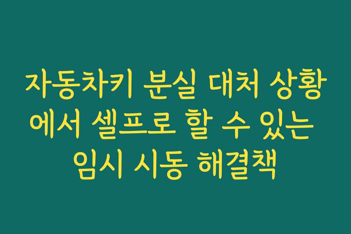 자동차키 분실 대처 상황에서 셀프로 할 수 있는 임시 시동 해결책