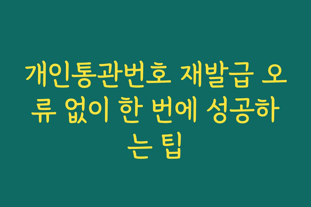 개인통관번호 재발급 오류 없이 한 번에 성공하는 팁