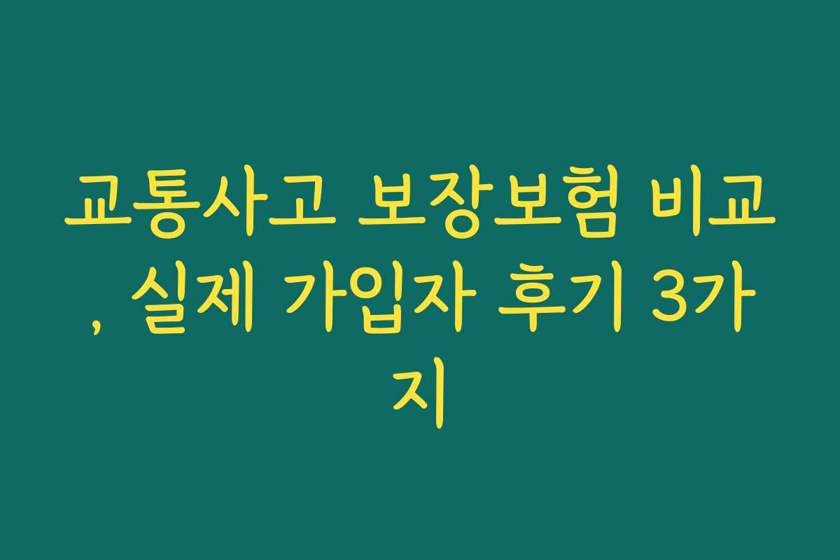 교통사고 보장보험 비교, 실제 가입자 후기 3가지