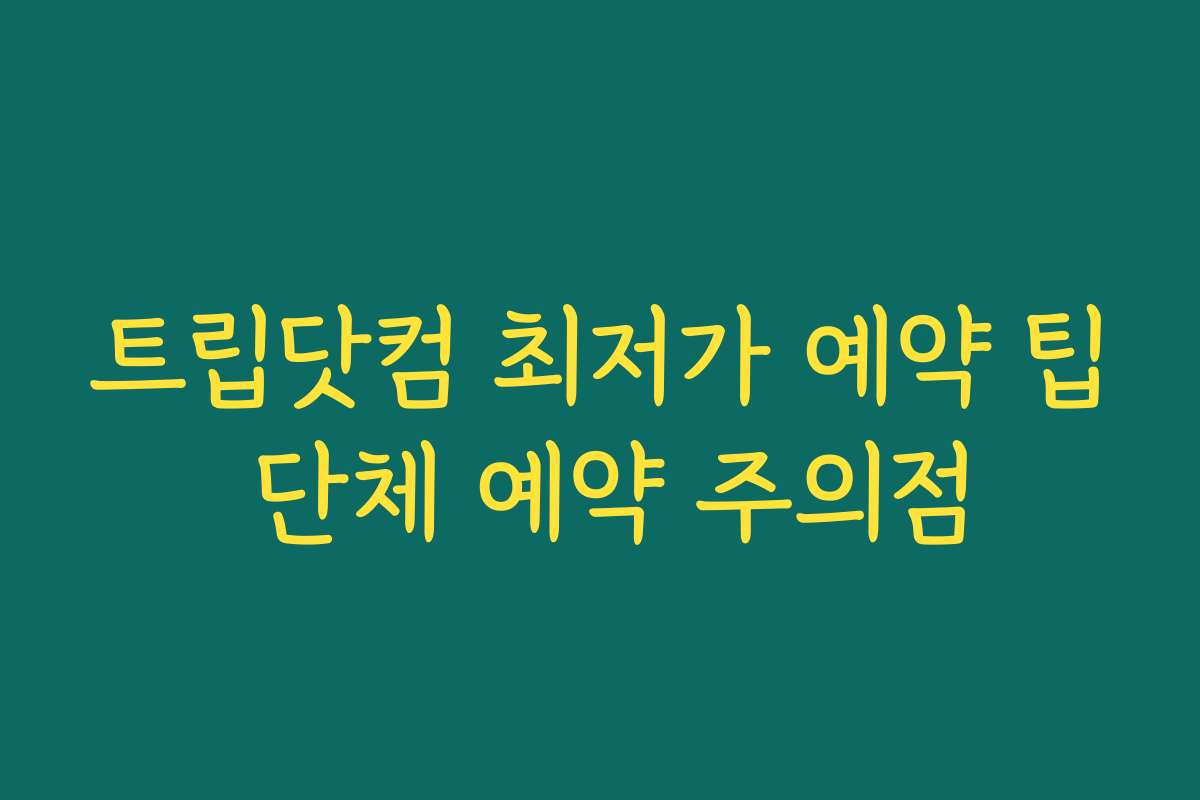 트립닷컴 최저가 예약 팁 단체 예약 주의점