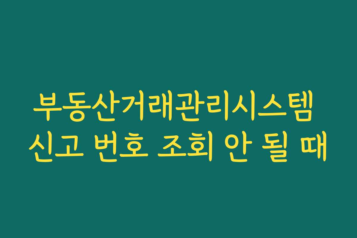 부동산거래관리시스템 신고 번호 조회 안 될 때