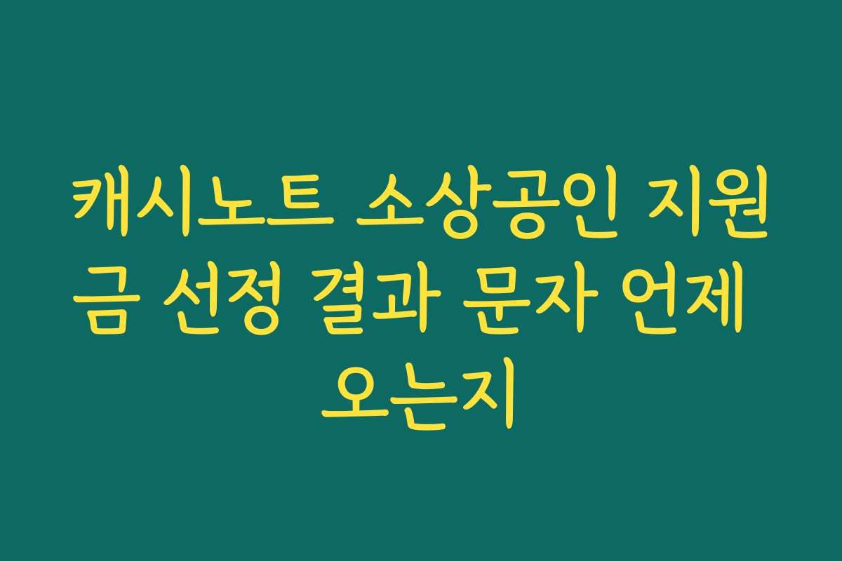 캐시노트 소상공인 지원금 선정 결과 문자 언제 오는지