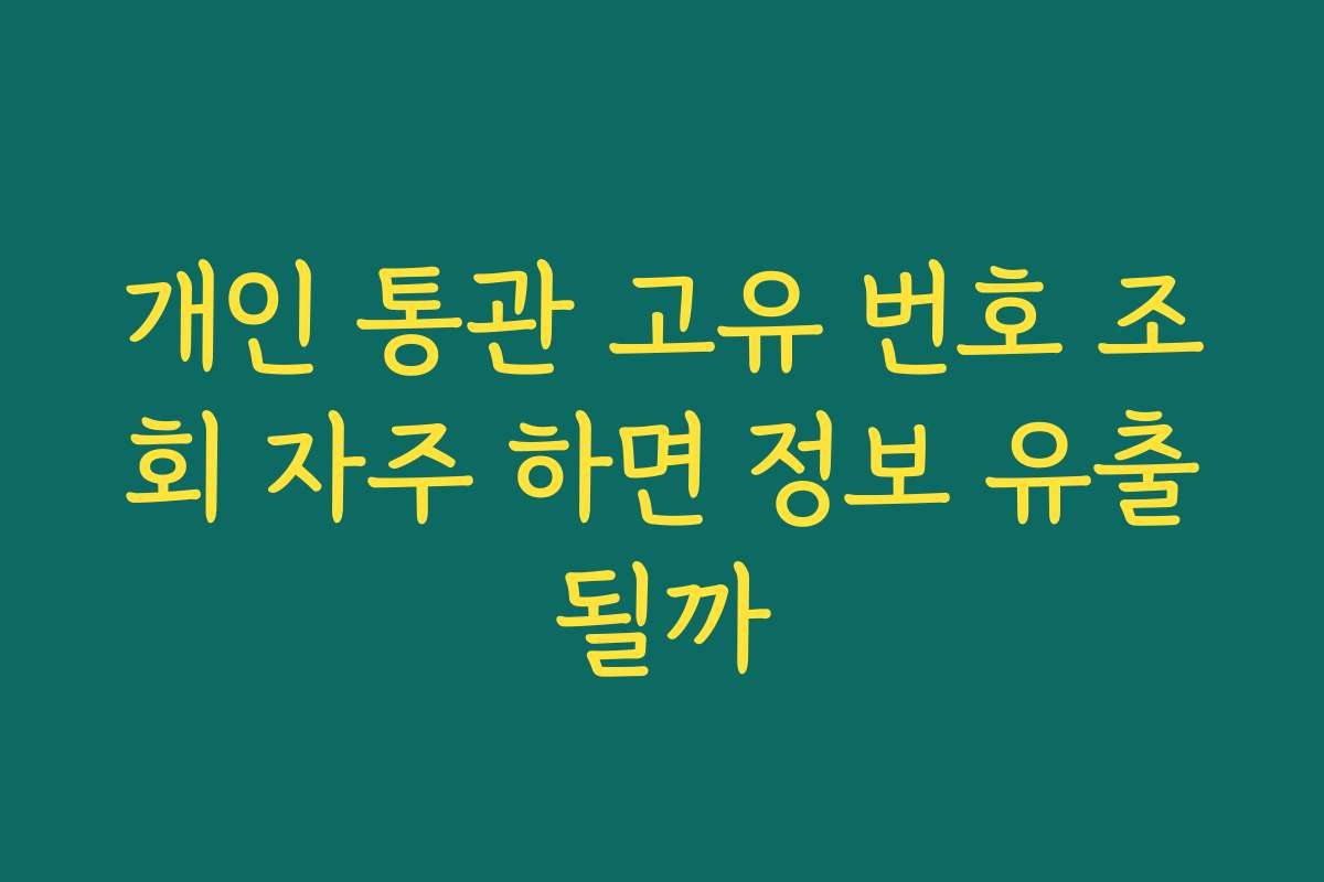 개인 통관 고유 번호 조회 자주 하면 정보 유출될까 개인 통관 고유 번호 조회 자주 하면 정보 유출될까
