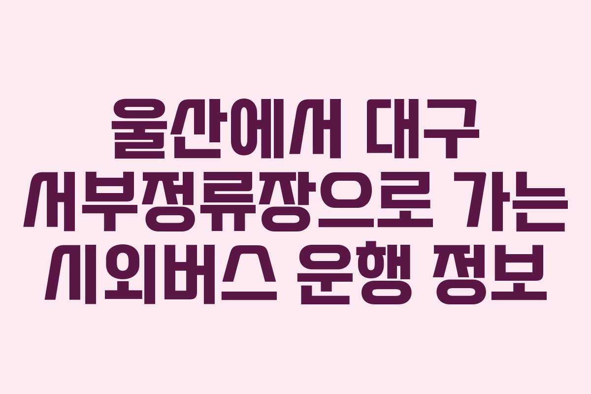 울산에서 대구 서부정류장으로 가는 시외버스 운행 정보