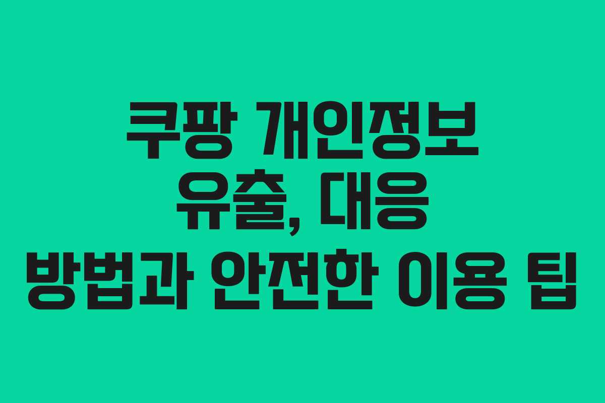 쿠팡 개인정보 유출, 대응 방법과 안전한 이용 팁