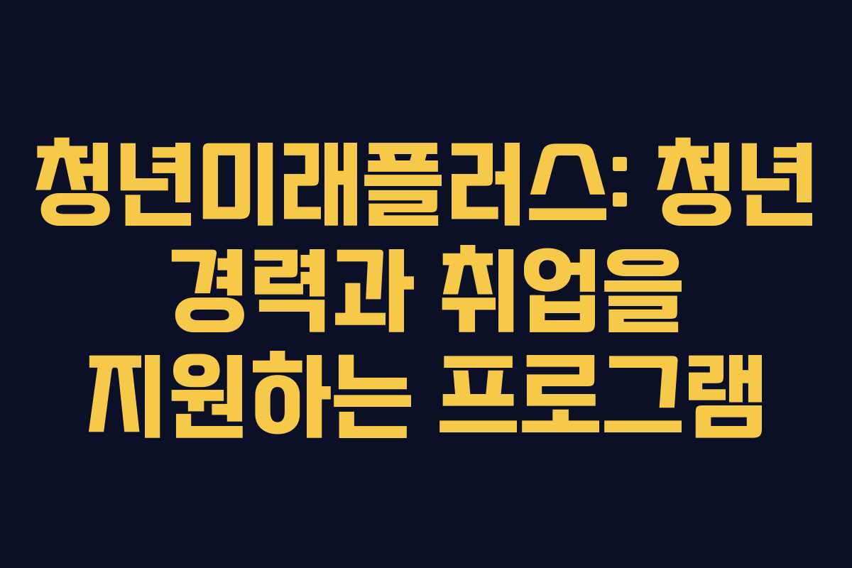 청년미래플러스: 청년 경력과 취업을 지원하는 프로그램